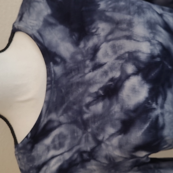 Crop Top Long Sleeve Sweater Blue Lg - Picture 4 of 4